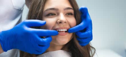 women having examination at dental office