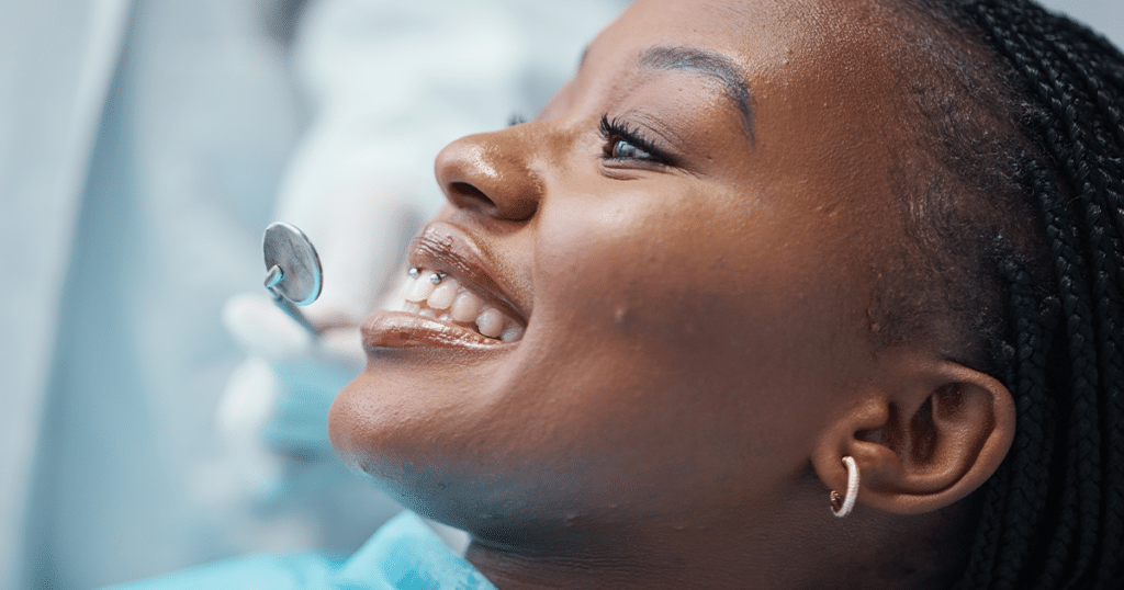 Woman getting dental checkup