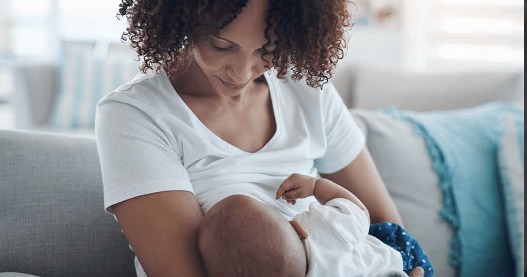 Woman breastfeeding.
