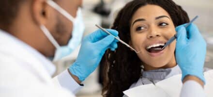 Woman getting a dental check-up in anchorage